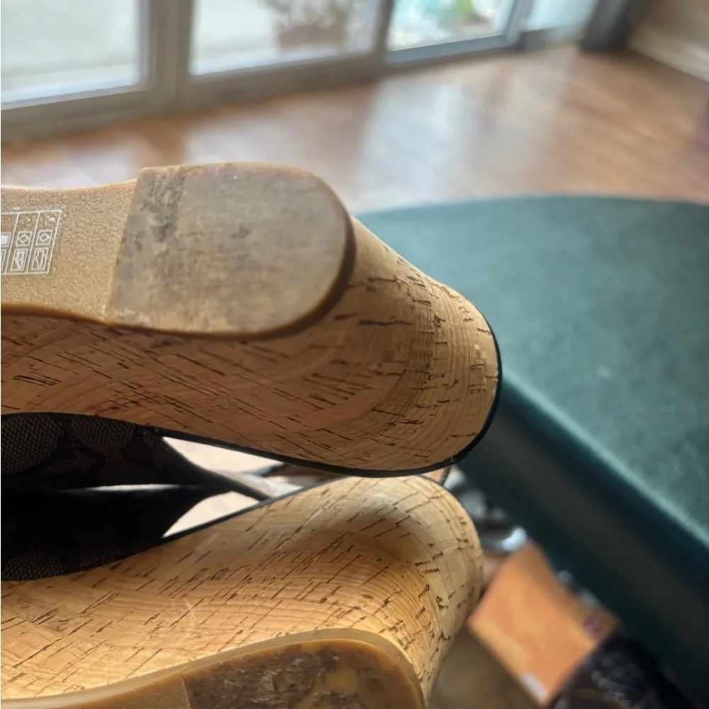 Coach Black and Gray Wedge Slingback Sandals - Picture 4 of 4